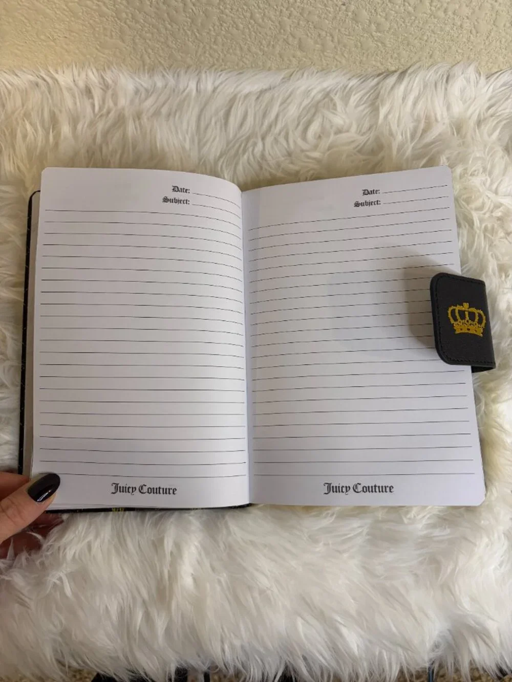 Juicy Couture Black Gold Crown Quilted Journal Diamond Pen 280 Pages NWT